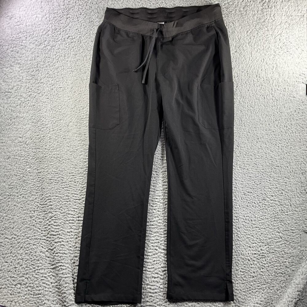 Mandala Women Scrub Pants Size Large Black Cargo Equa-Tek Straight Leg 36x30